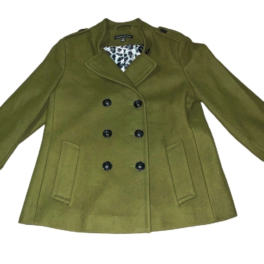 Preston & York Wool Pea Coat Olive Green Size Medium Women Beautiful EUC - Picture 3 of 9